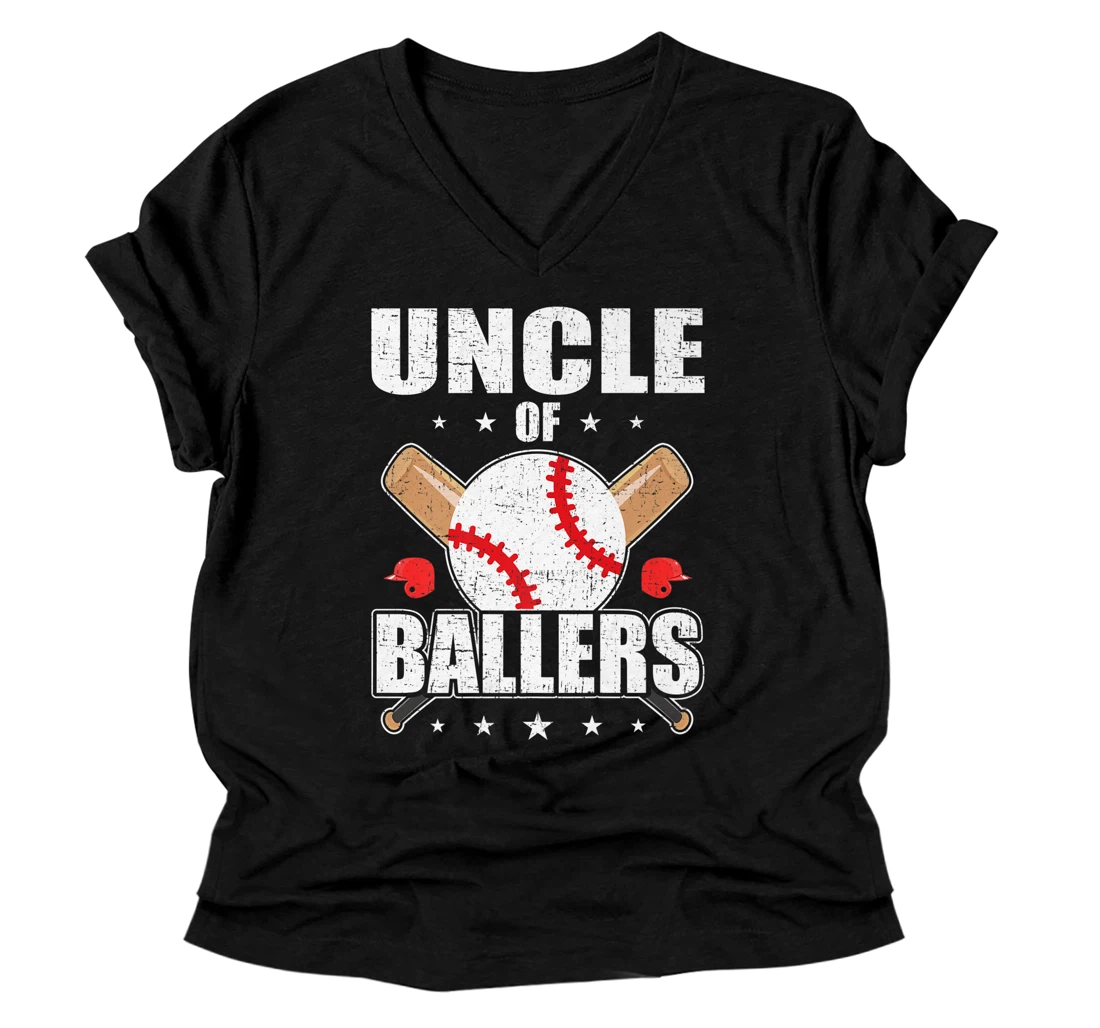 Personalized Uncle Of Ballers Baseball Softball Lover Uncle Premium V-Neck T-Shirt