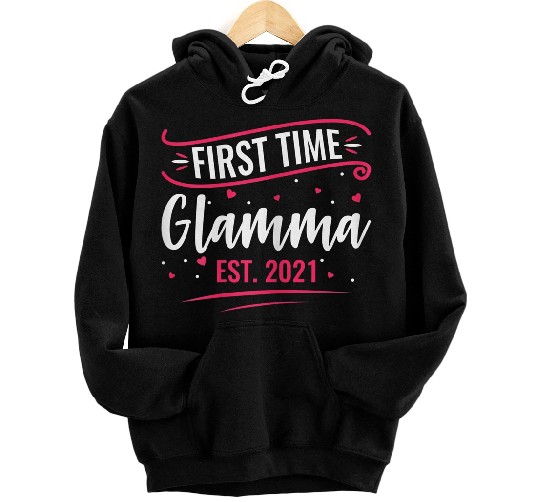 Personalized Womens First Time Glamma Est 2021 Shirt New Mom Mothers Day Pullover Hoodie