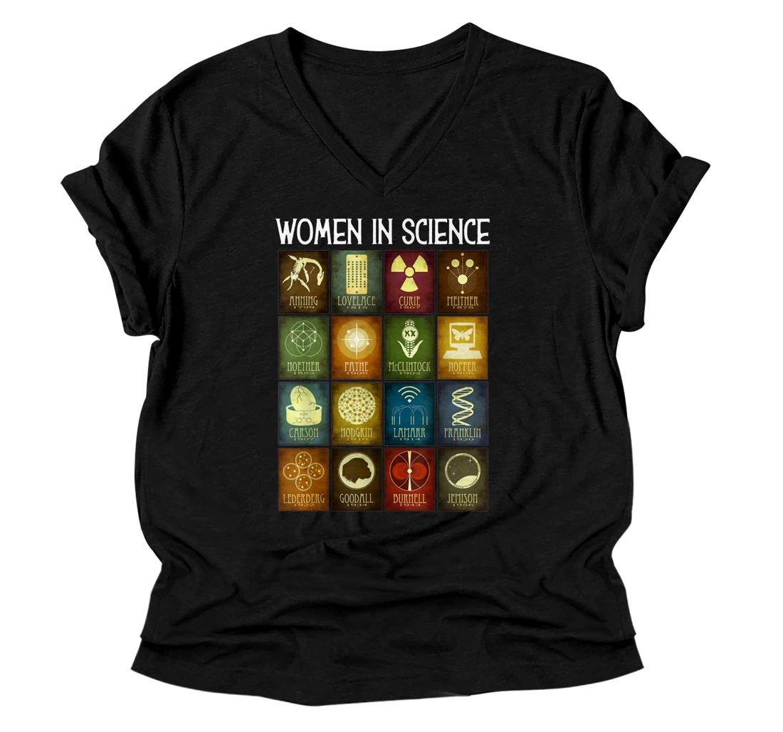 Personalized Women In Science V-Neck T-Shirt V-Neck T-Shirt