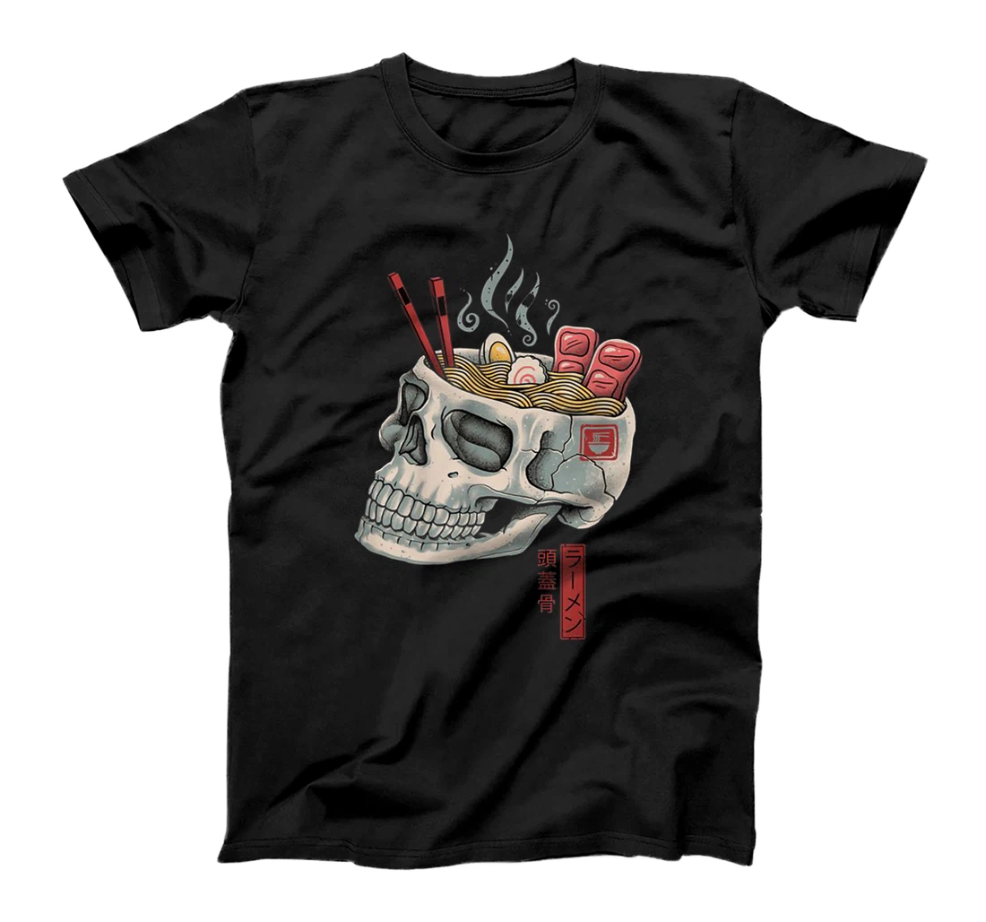 Personalized Minimalist Japan Art Skeleton Skull Ramen Noodle Food T-Shirt, Women T-Shirt