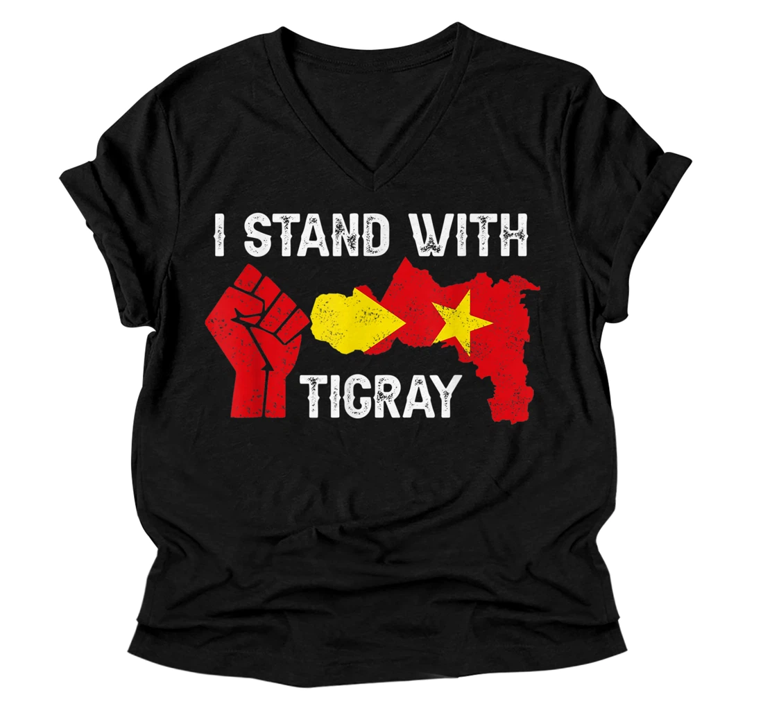 Personalized I Stand With Tigray Flag V-Neck T-Shirt