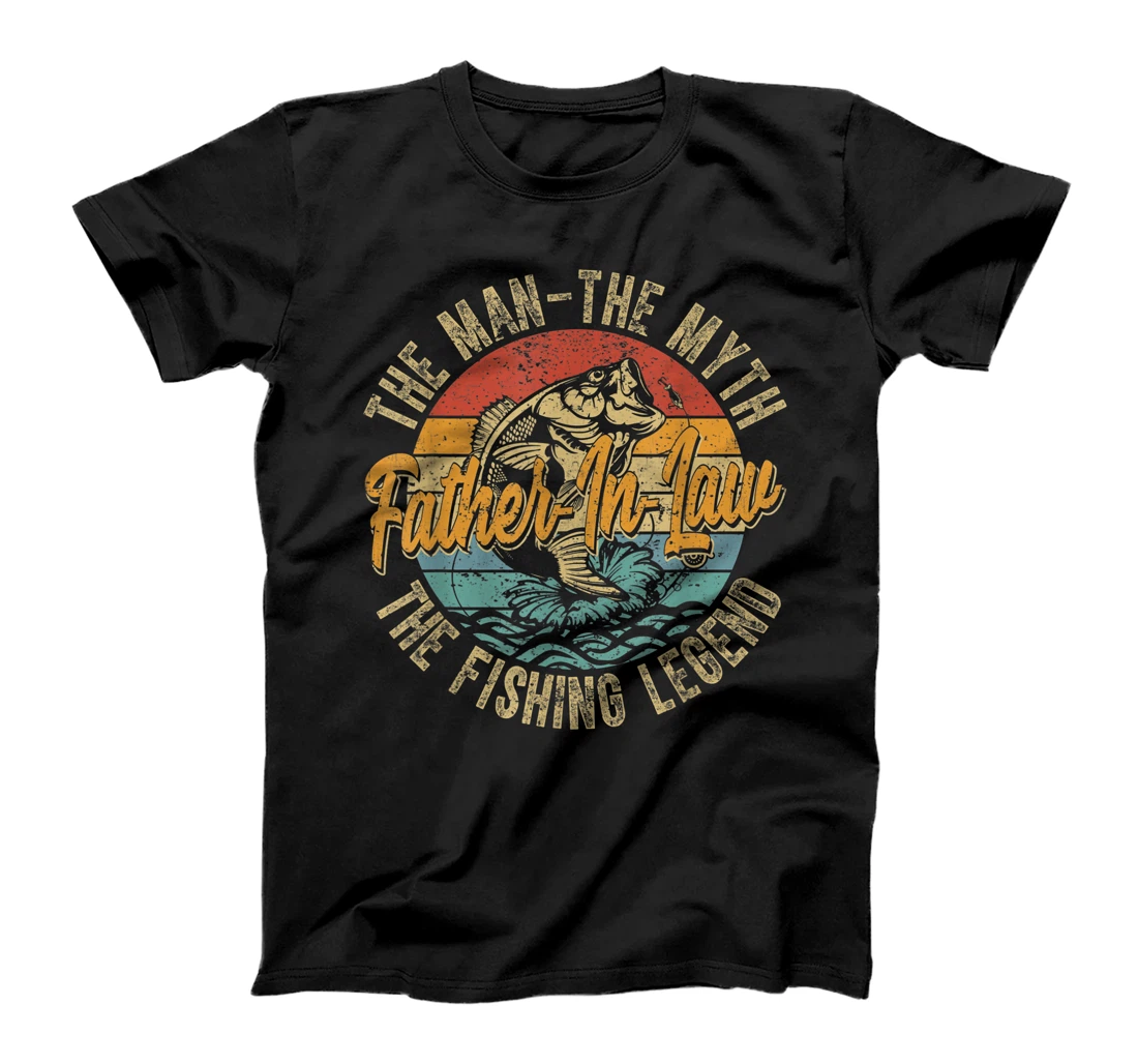 Personalized Mens Vintage Fishing Father-In-Law Fisherman Legend Fathers Day T-Shirt
