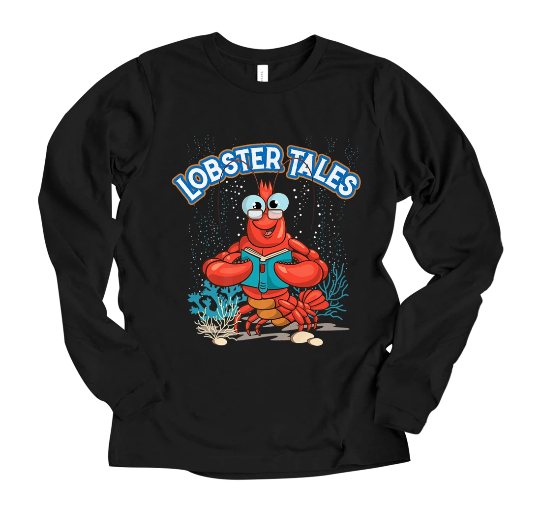 Personalized Lobster Tales Funny Lobster Reading From A Book Premium Long Sleeve T-Shirt