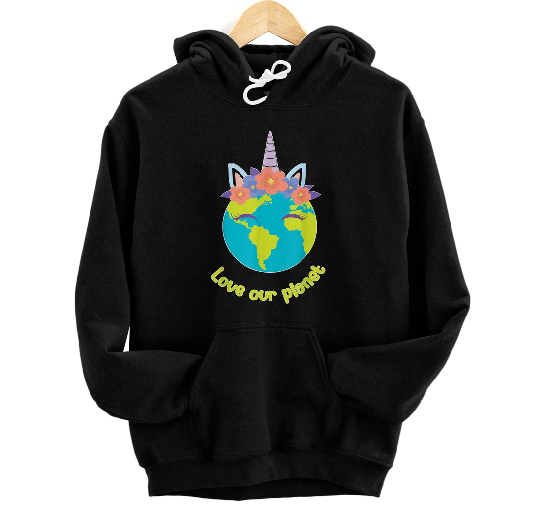 Personalized Boys Girl Earth Day 2021 Pullover Hoodie Toddler Kids Unicorn Face Pullover Hoodie