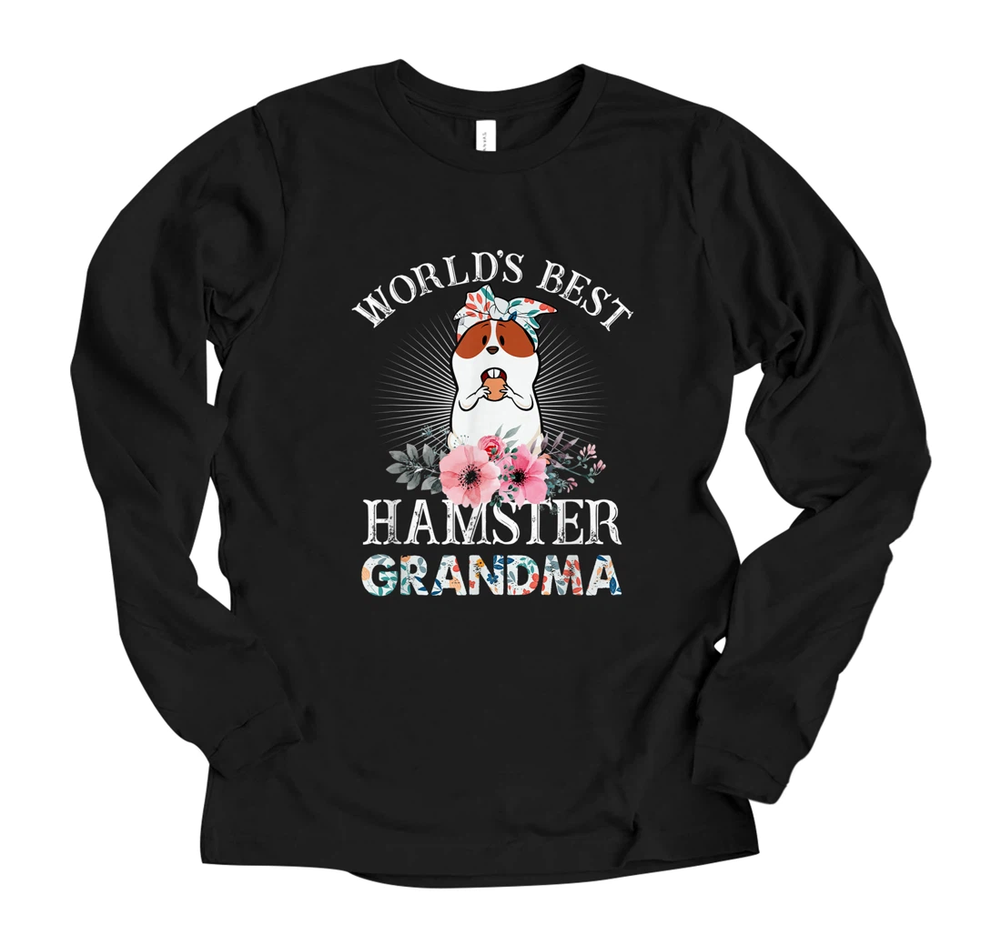 Personalized World's Best Hamster Grandma Floral Long Sleeve T-Shirt