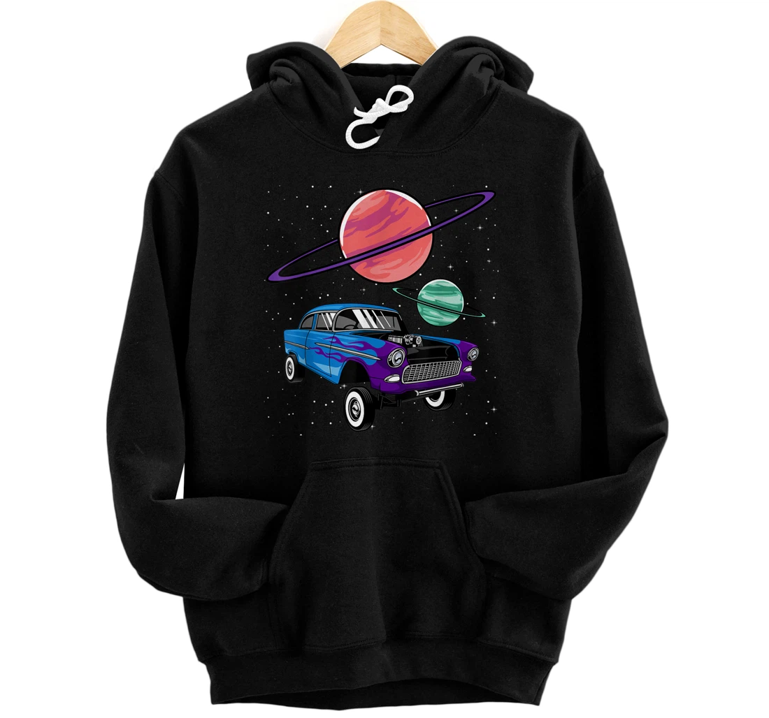 Personalized Classic Car Space Saturn Planet Universe Retro Vintage Art Pullover Hoodie