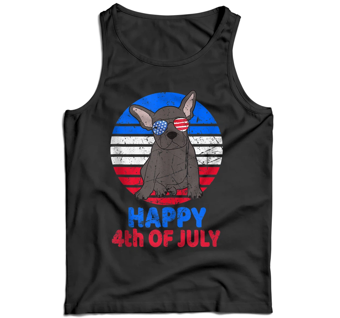 French Bulldog 4th Of July For Bulldog Lover Retro July 4th Tank Top