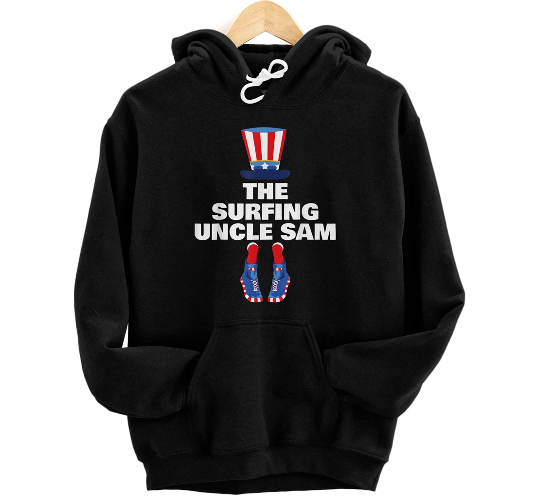 Personalized Surfing Uncle Sam Costume Pajama Group July 4th Surfer Pullover Hoodie