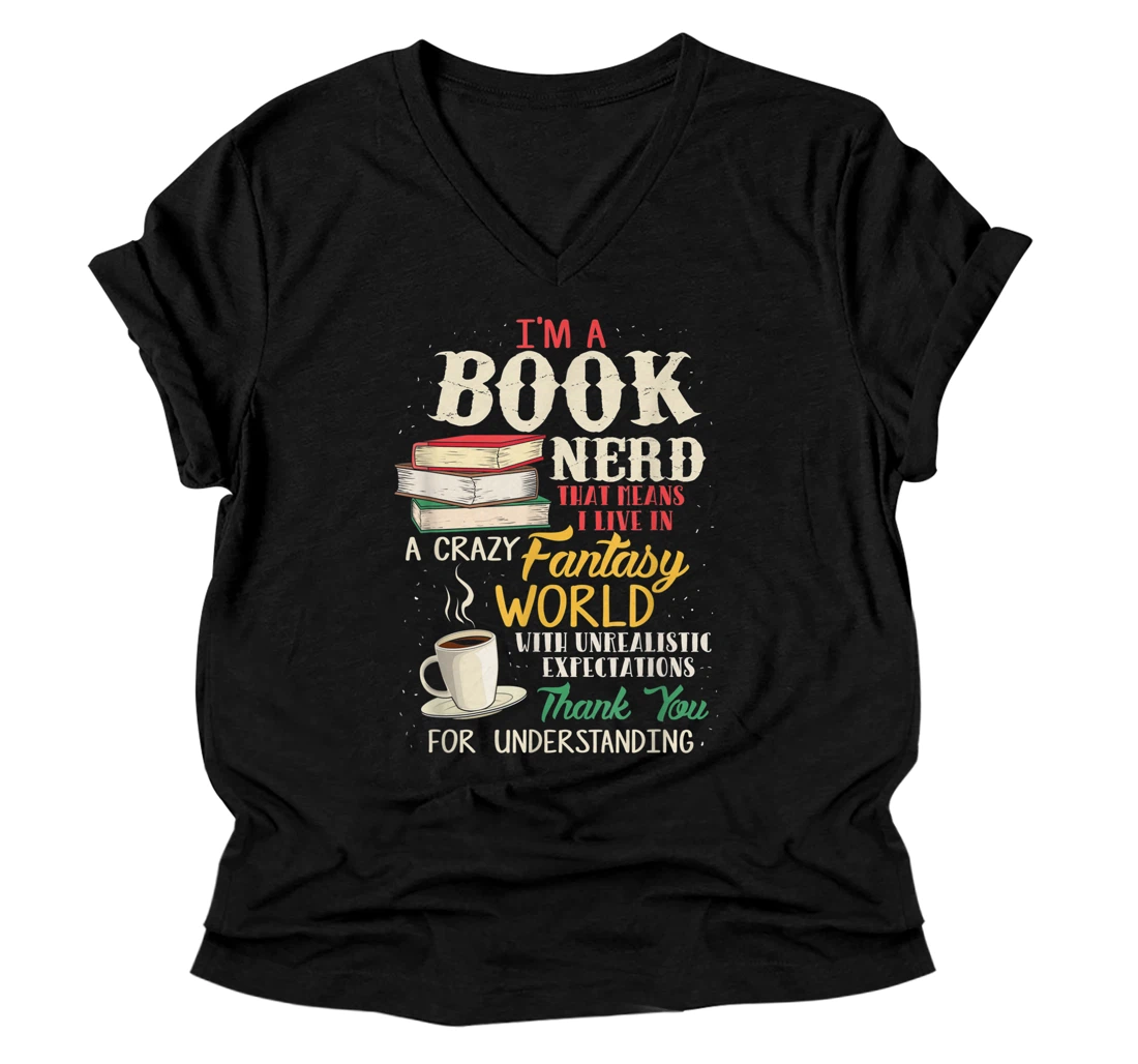 Personalized I'm a Book Nerd - Book Lover - Literature V-Neck T-Shirt