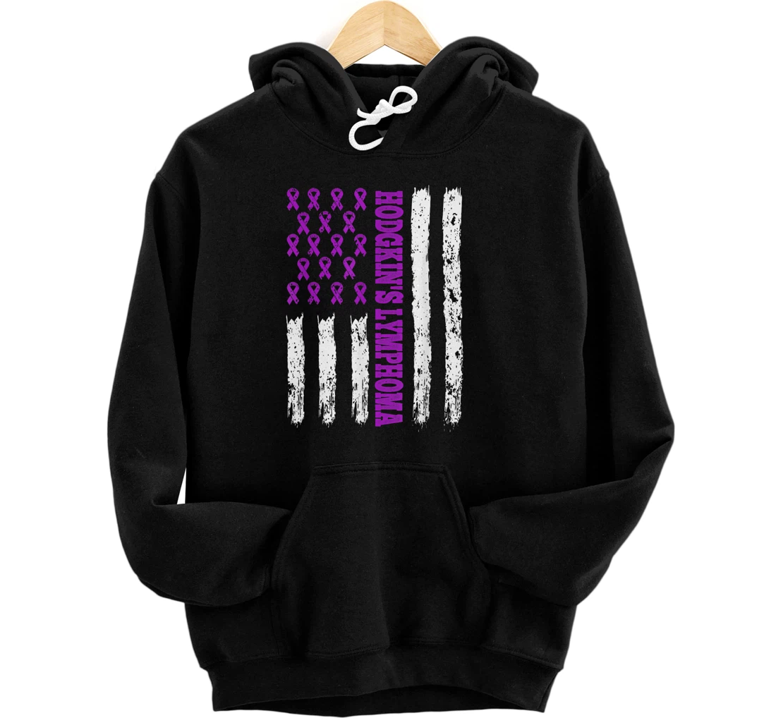 Personalized Hodgkin's Lymphoma Awareness Lymphoma Related Violet Ribbon Pullover Hoodie
