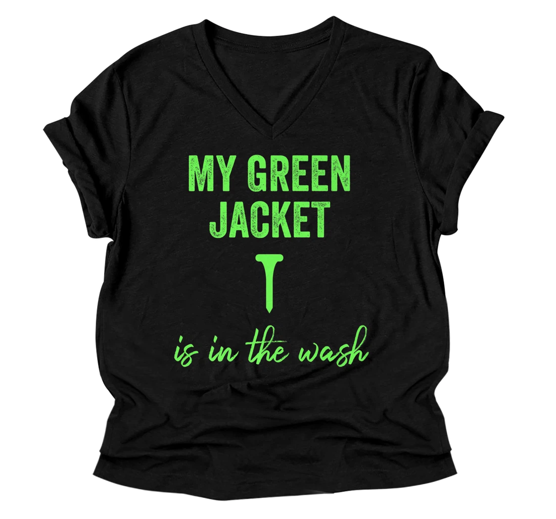 Personalized Jacket Green in the Wash Master Golf Golfer Player Dad Gift Premium V-Neck T-Shirt
