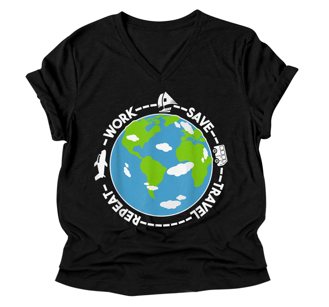 Personalized Funny Traveler Shirt World Travel V-Neck T-Shirt V-Neck T-Shirt