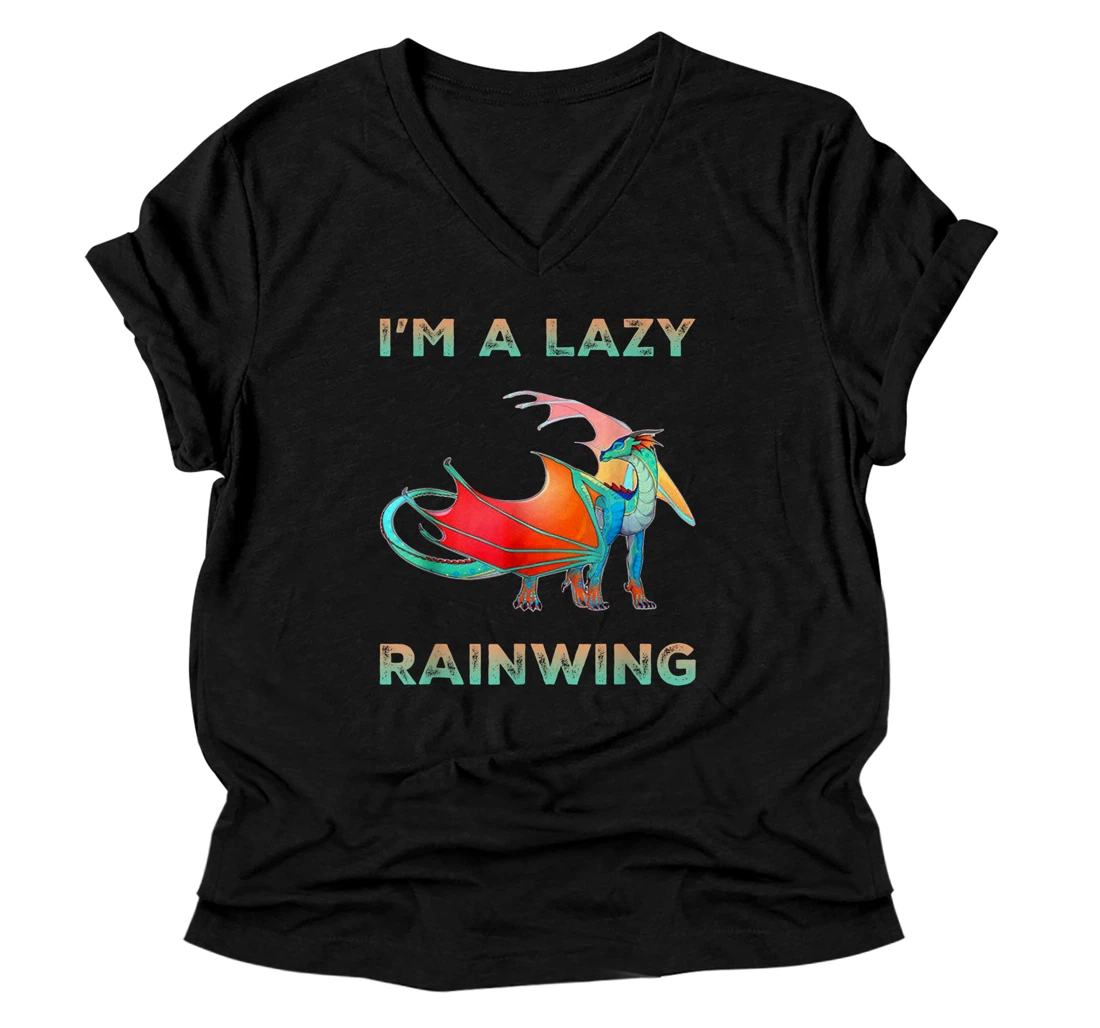 Personalized I'm a Lazy rainwing Dragons, Dragons V-Neck T-Shirt, Funny V-Neck T-Shirt V-Neck T-Shirt