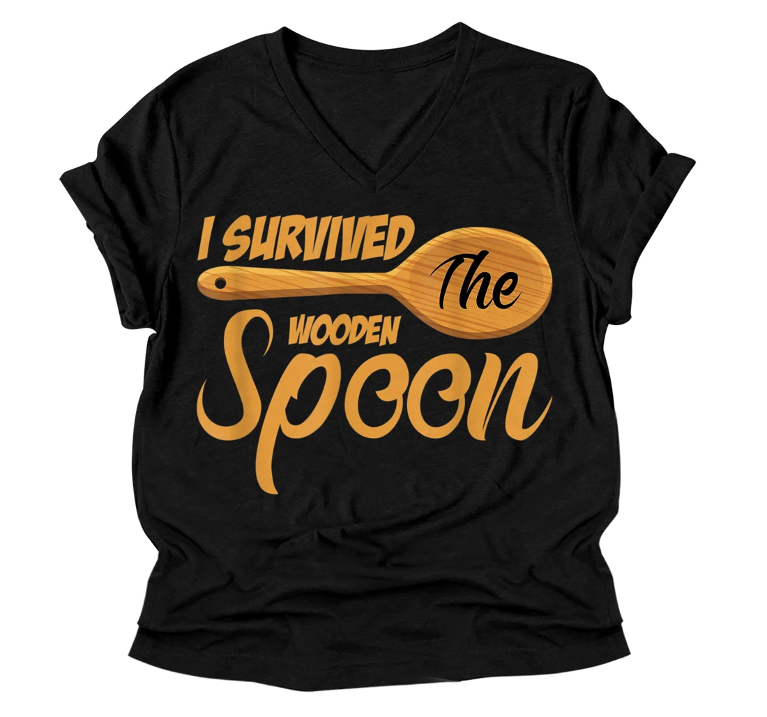 Personalized Adult Funny I Survived The Wooden Spoon Survivor Tee V-Neck T-Shirt