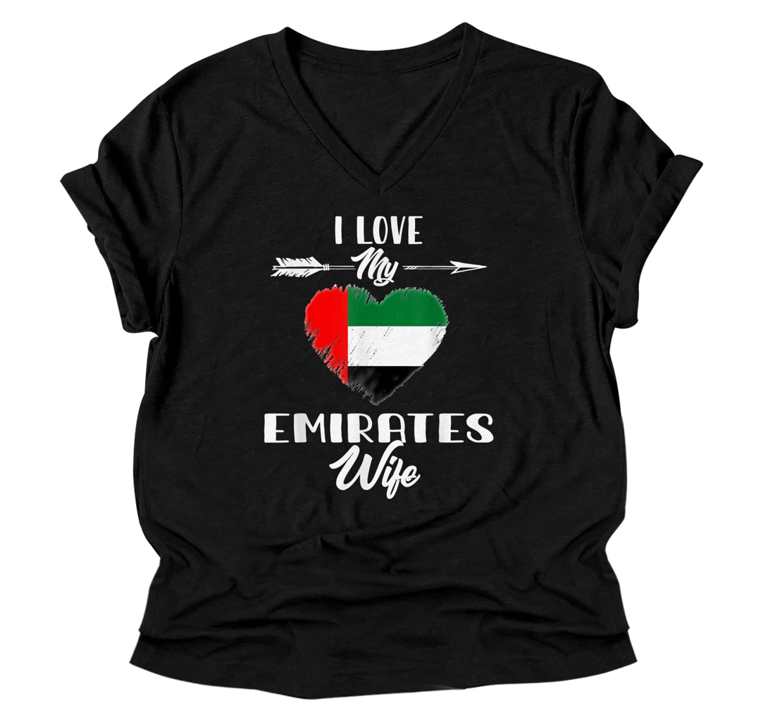 Personalized I Love My Emirates Wife United Arab Emirates V-Neck T-Shirt