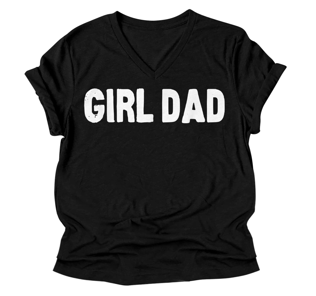 Personalized Girl Dad Fathers Day Gift V-Neck T-Shirt