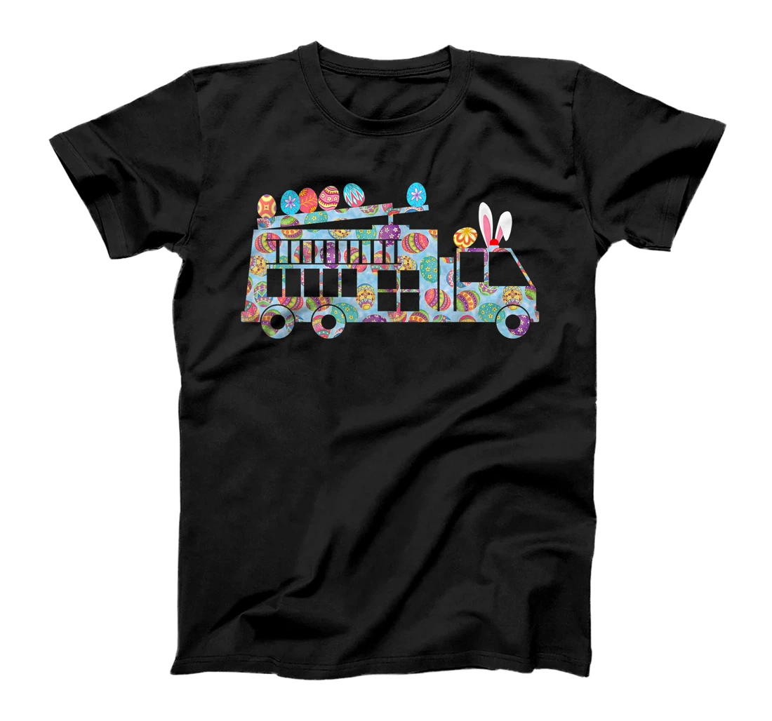 Hippie Easter Egg Riding Fire Truck Easter Firefighter Lover T-Shirt, Kid T-Shirt and Women T-Shirt