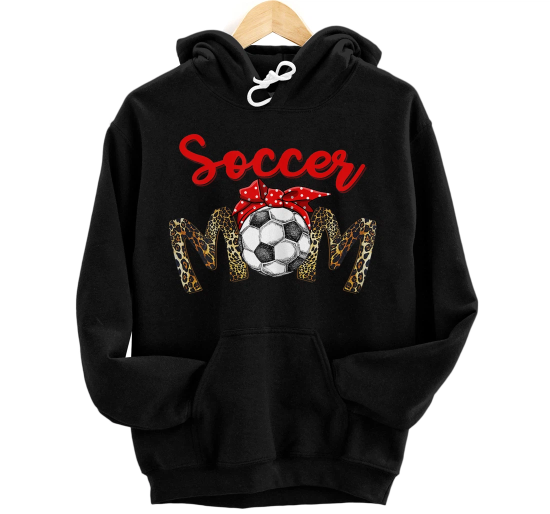 Womens Soccer Mom Leopard Funny Soccer Mom Mother's Day 2021 Pullover Hoodie