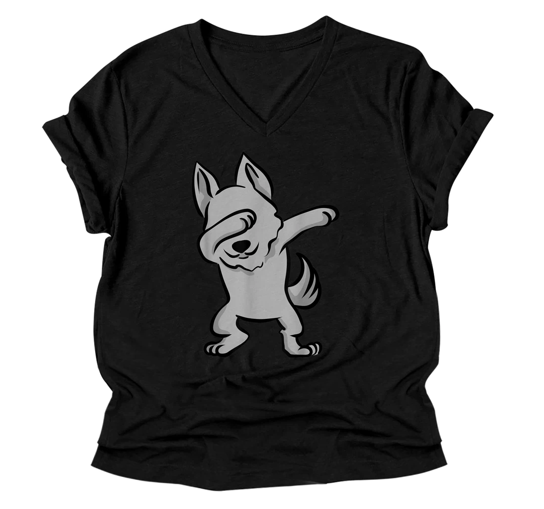 Wolf Dab Pose V-Neck T-Shirt