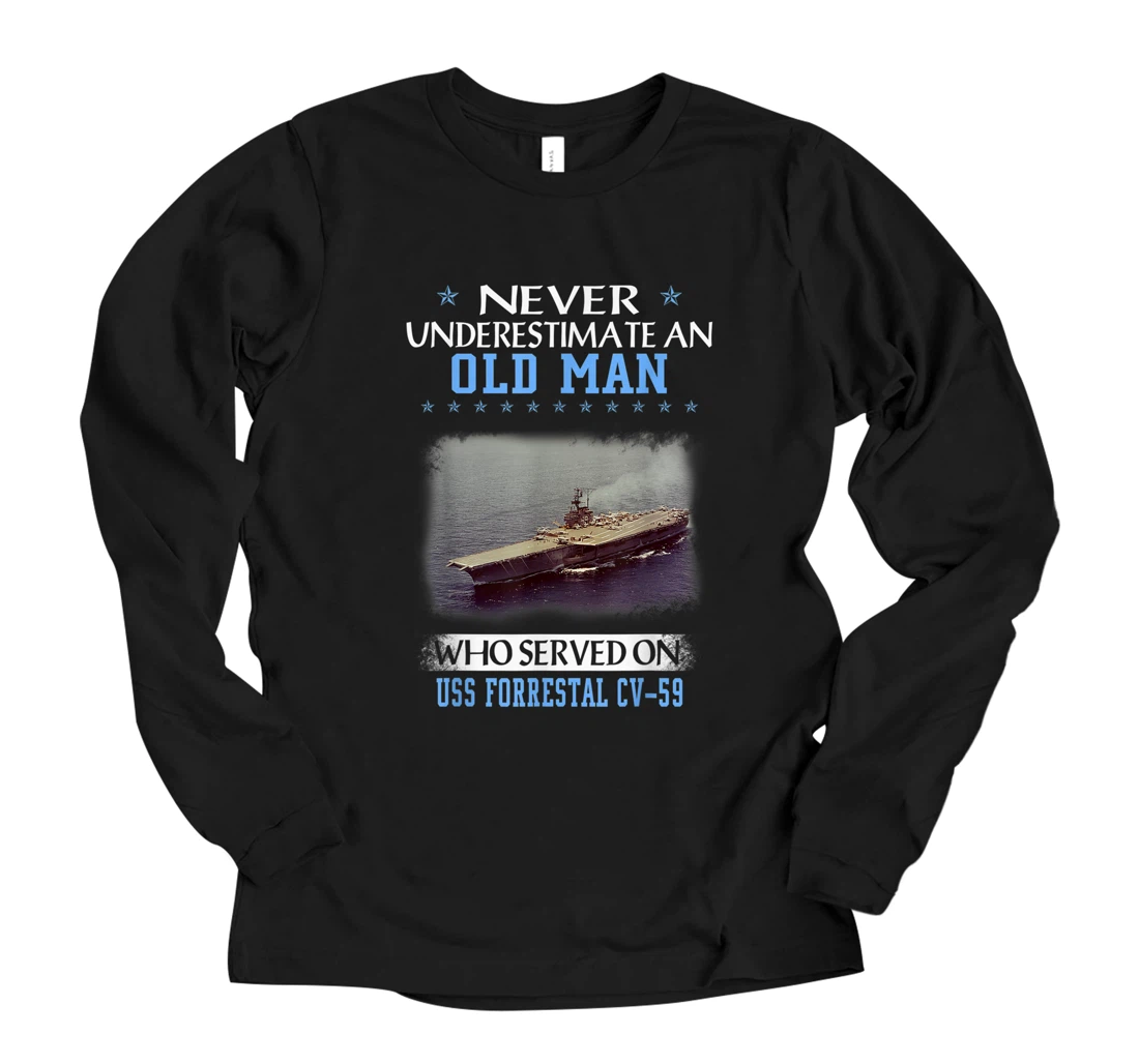 USS Forrestal CV-59 Aircraft Carrier Veterans Day Father Day Long Sleeve T-Shirt