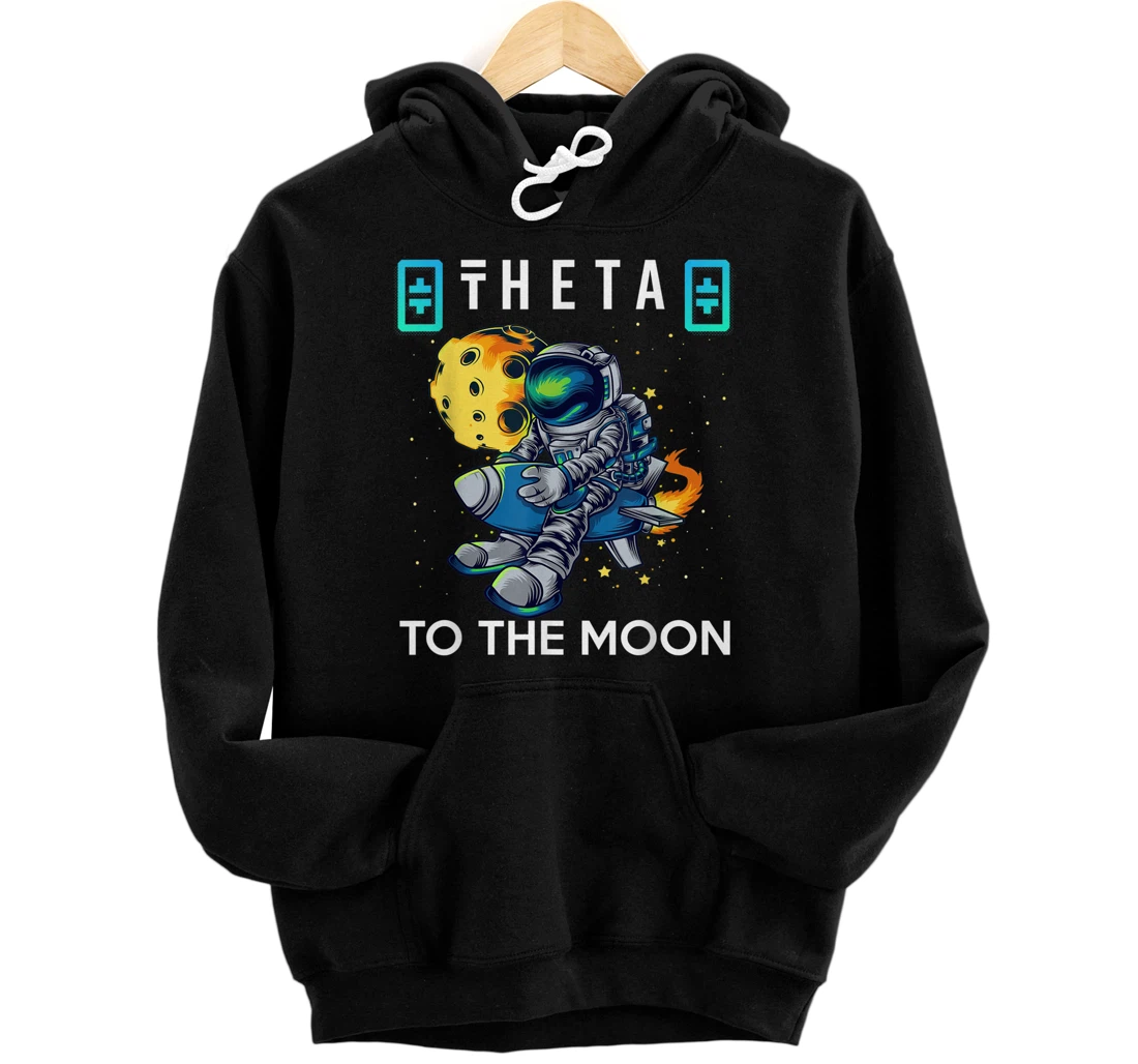 Theta To The Moon Shirt Astronaut Cryptocurrency Pullover Hoodie