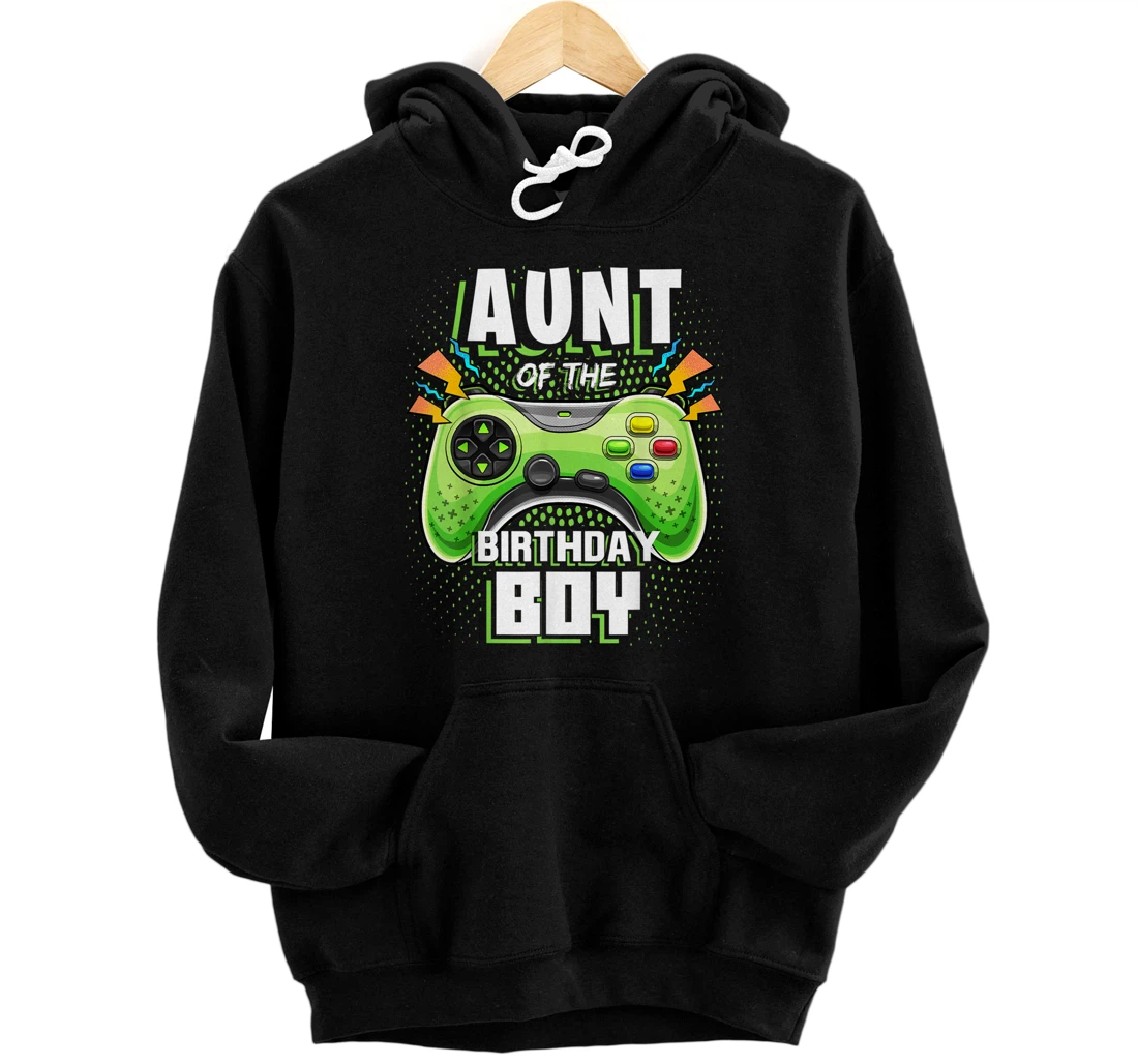 Aunt of the Birthday Boy Matching Video Gamer Birthday Party Pullover Hoodie