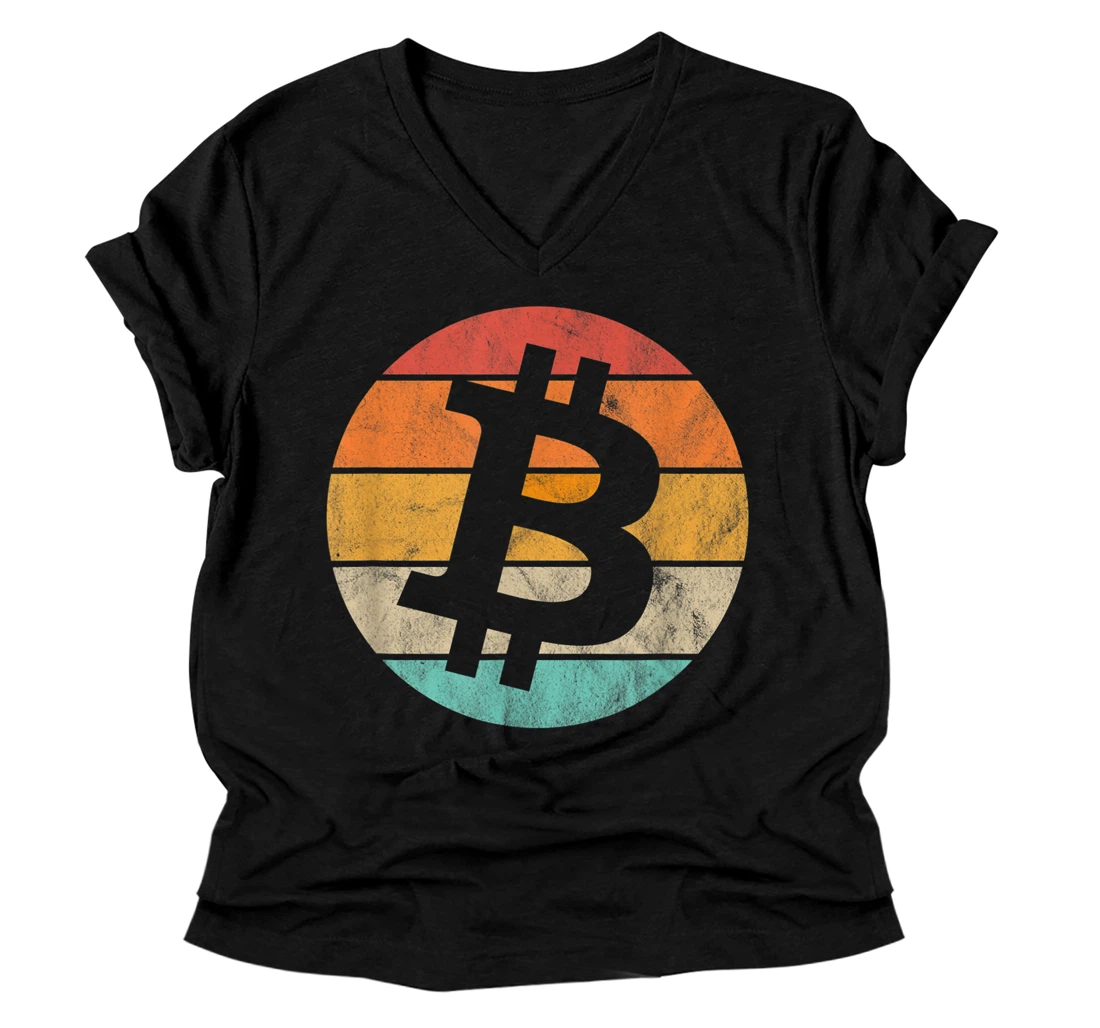 Vintage Retro Bitcoin V-Neck T-Shirt