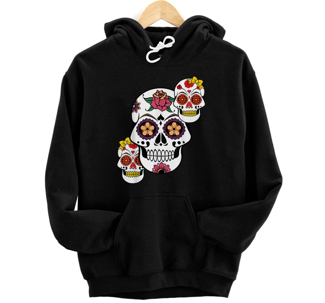 Sugar Skull Family Mothers Day Fathers Day Day of the Dead Pullover Hoodie