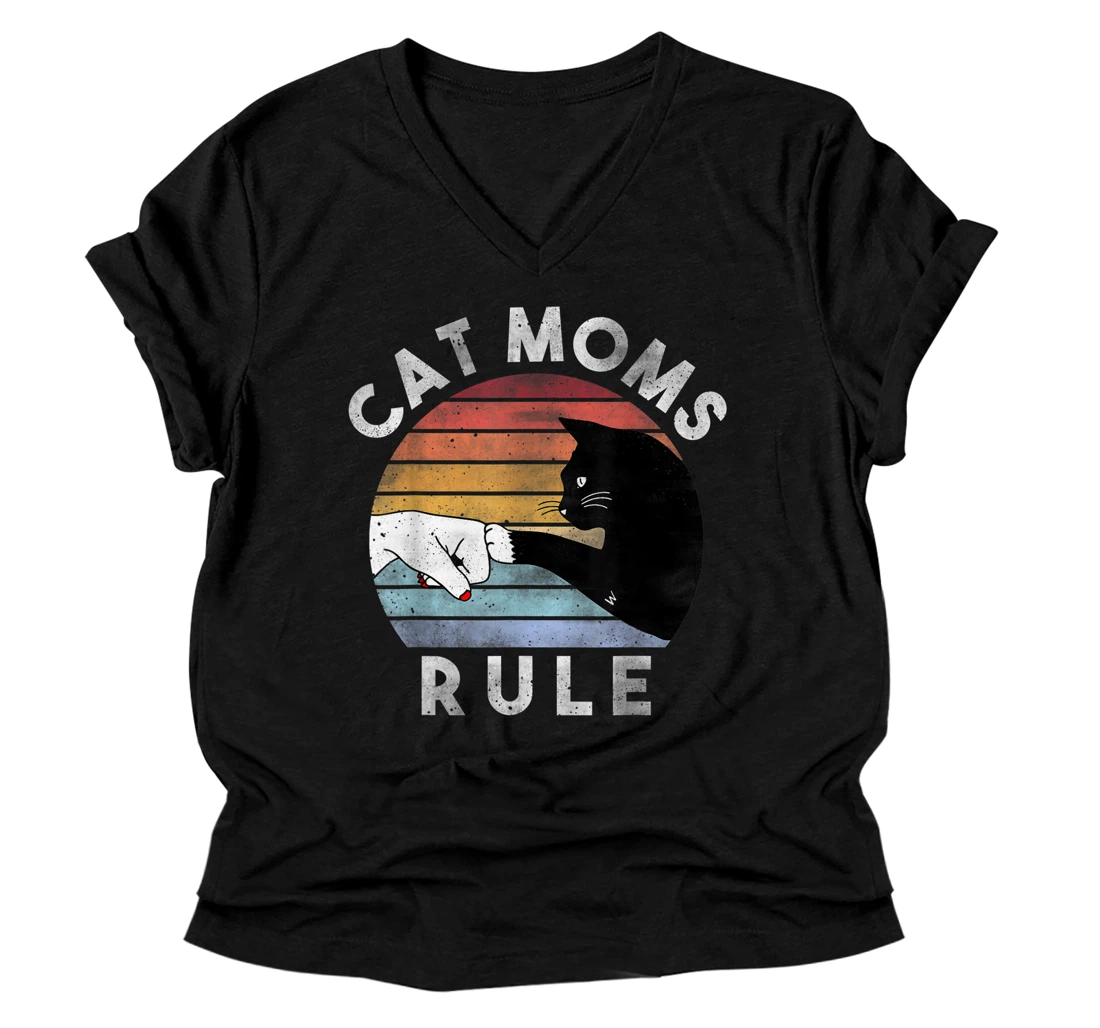 Best Cat Mom Ever Shirt, Cat Mom V-Neck T-Shirt, Cat Moms Rule V-Neck T-Shirt