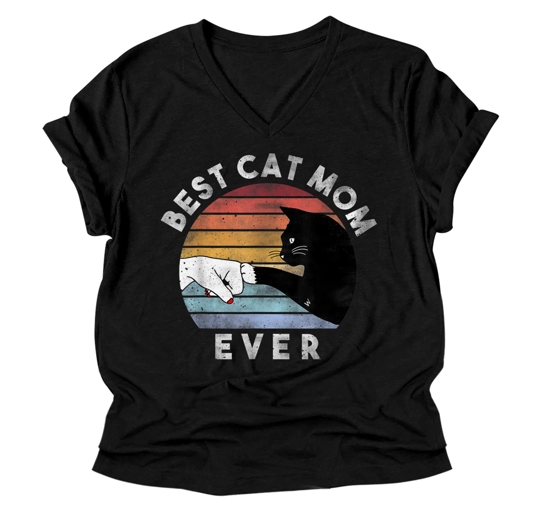 Best Cat Mom Ever Shirt, Cat Mom V-Neck T-Shirt, Funny Cat V-Neck T-Shirt