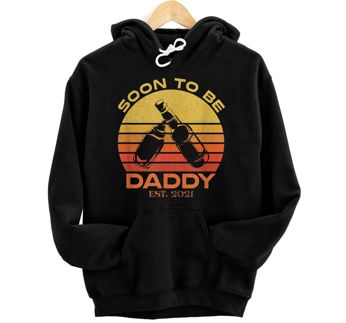 Mens Soon To Be Daddy Est 2021 Funny New Dad For Father's Day Pullover Hoodie