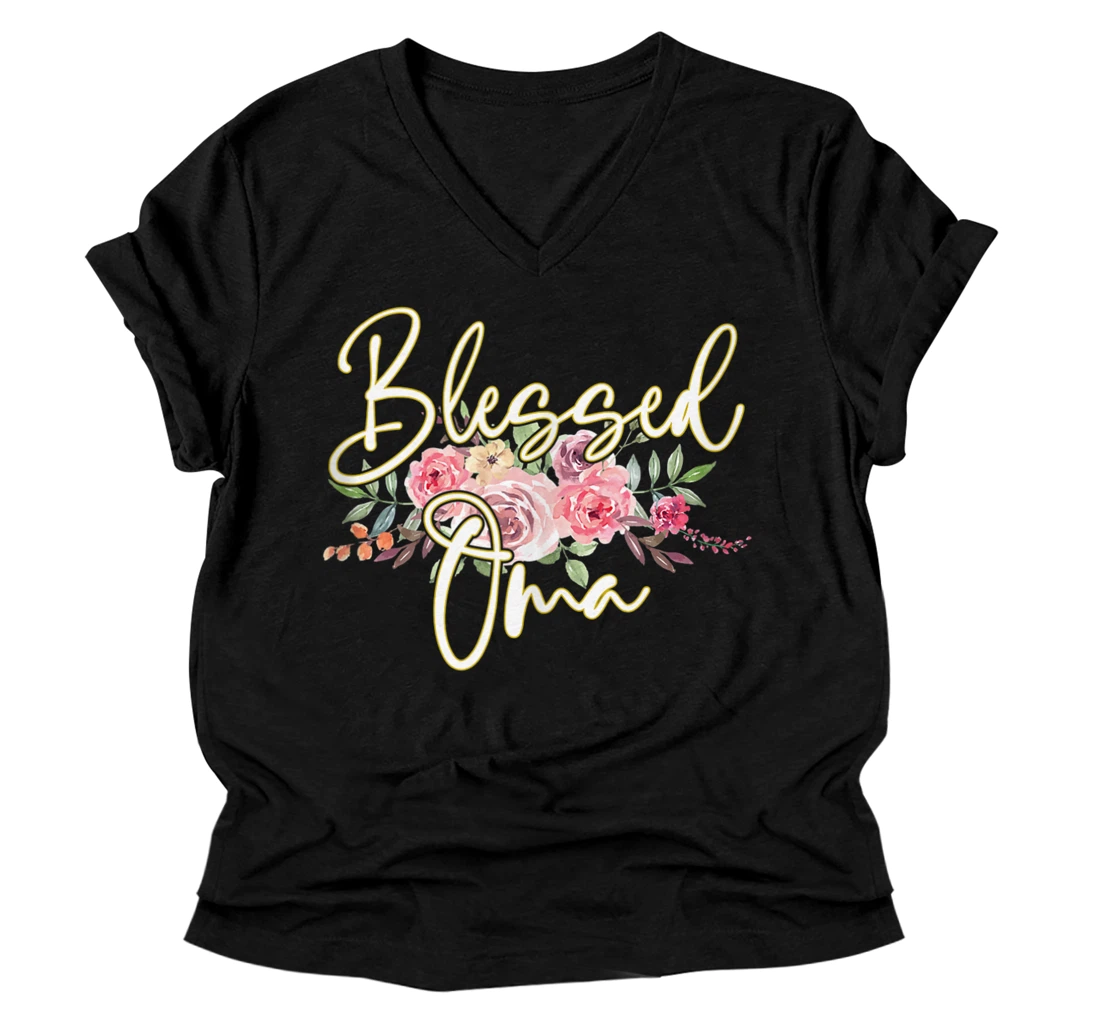 Blessed Oma - Grandma V-Neck T-Shirt