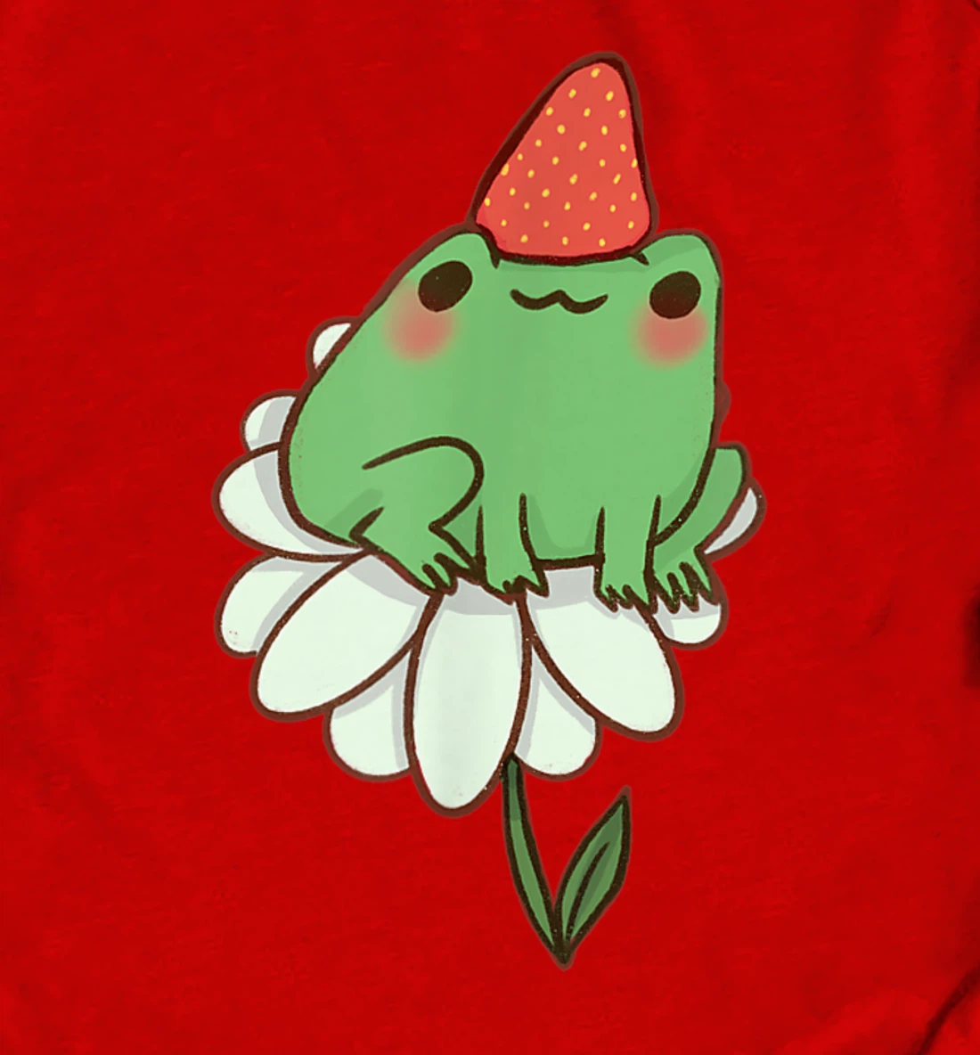 Cottagecore Aesthetic Cute Kawaii Frog Strawberry Hat T-Shirt