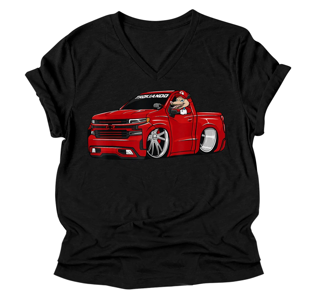 Personalized Trokiando (Truckin) No Quema Cuh Takuache V-Neck T-Shirt