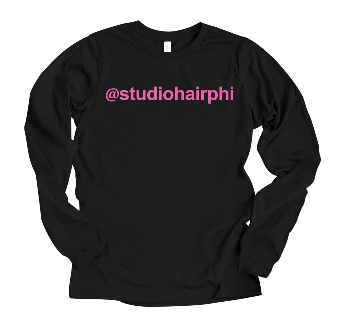 Personalized @studiohairphi pink text Premium Long Sleeve T-Shirt