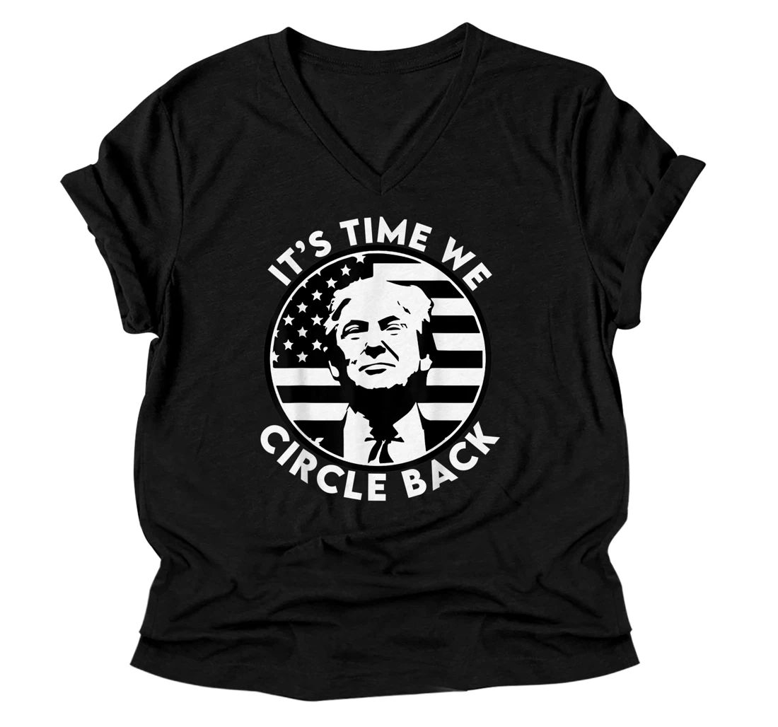 Personalized It's Time We Circle Back Trump Flag V-Neck T-Shirt