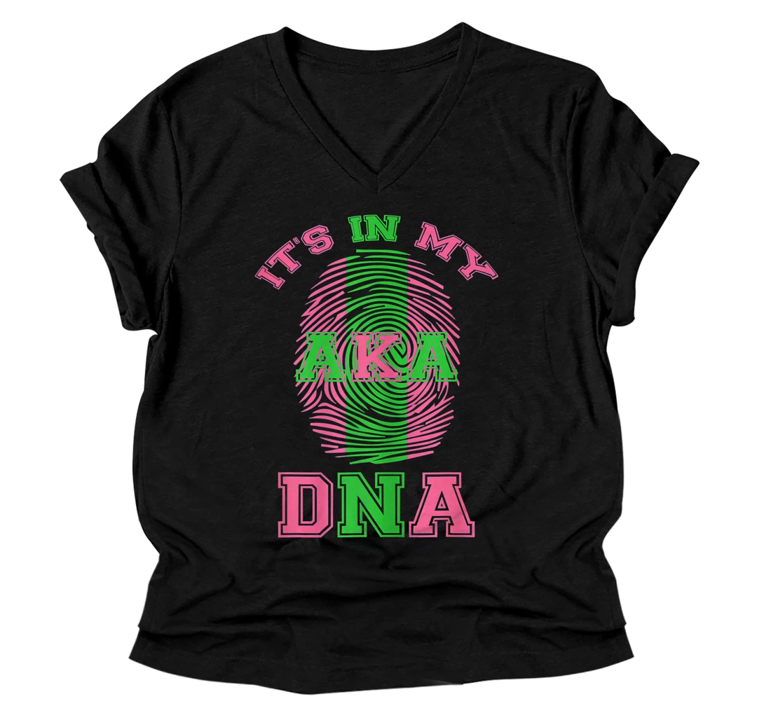 Personalized Womens It's In My DNA Aka Paraphernalia Sorority V-Neck T-Shirt