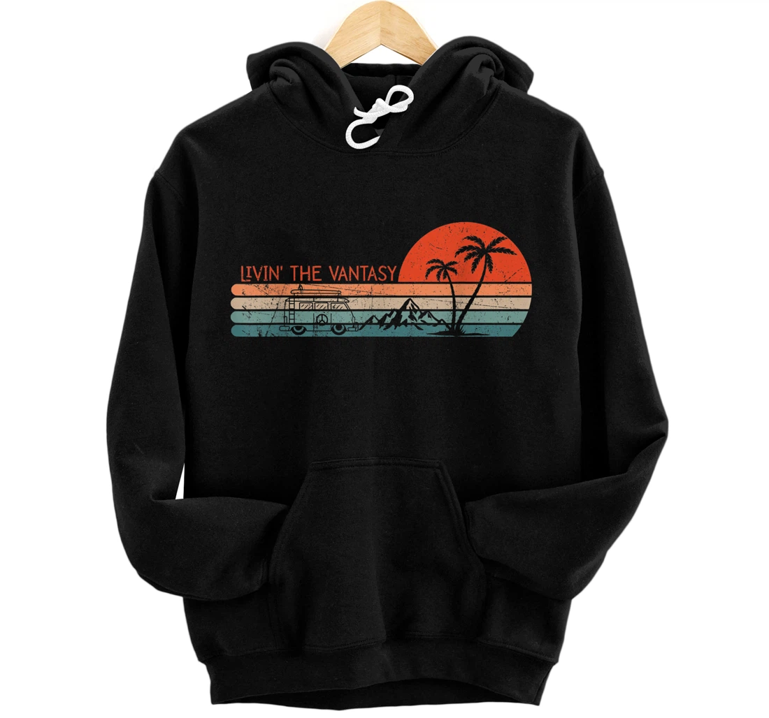 Vintage Van Dwellers, Retro Van Life Front and Back Print Pullover Hoodie