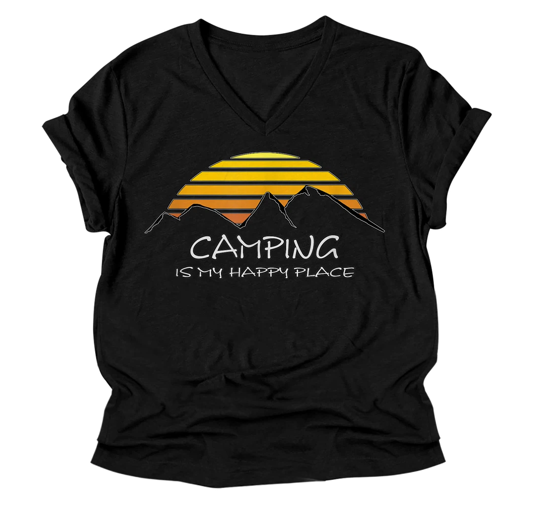 Camping is My Happy Place V-Neck T-Shirt