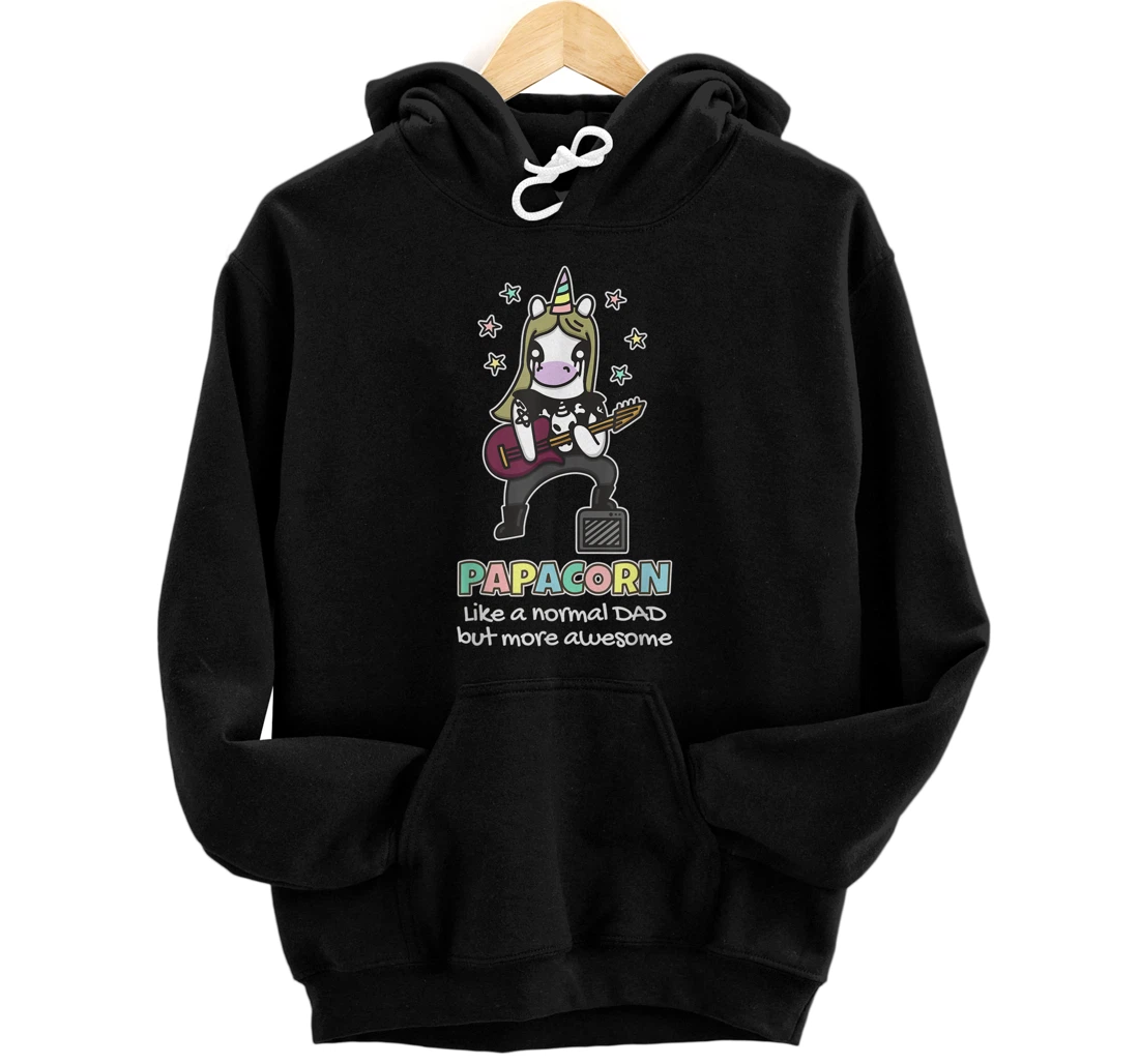 Papacorn Like a Normal Dad Only More Awesome Rock & Roll Dad Front and Back Print Pullover Hoodie