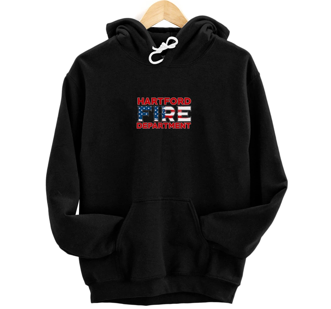 Hartford Connecticut Fire Rescue Department Firefighters Front and Back Print Pullover Hoodie