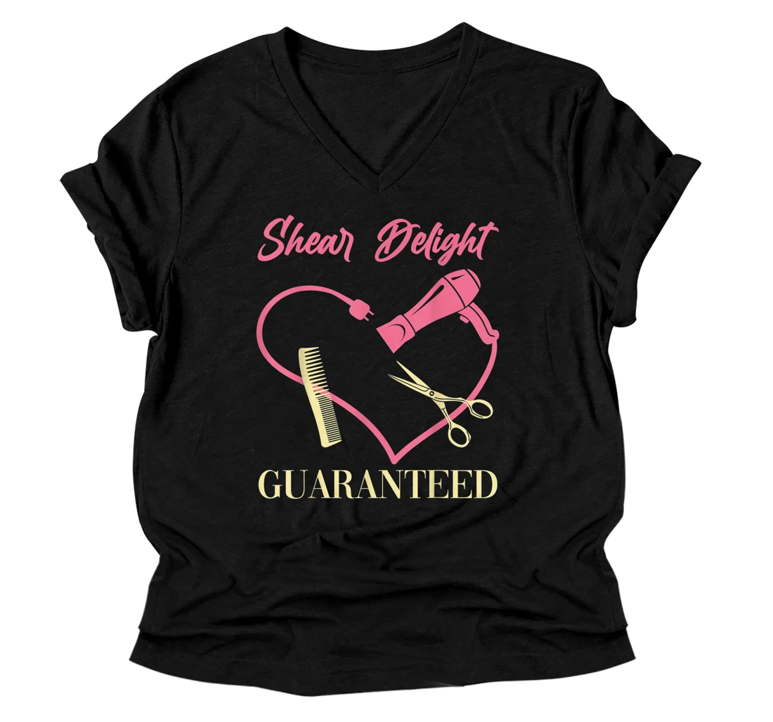 Shear Delight Guaranteed Scissor Hairstyle Salon Hairdresser V-Neck T-Shirt