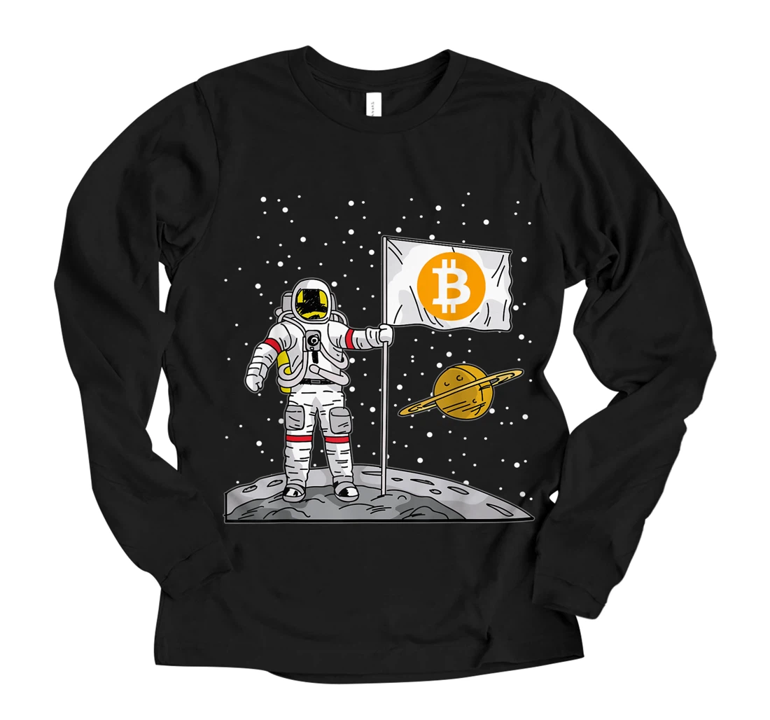 Bitcoin Astronaut To The Moon Blockchain Crypto Fan Long Sleeve T-Shirt