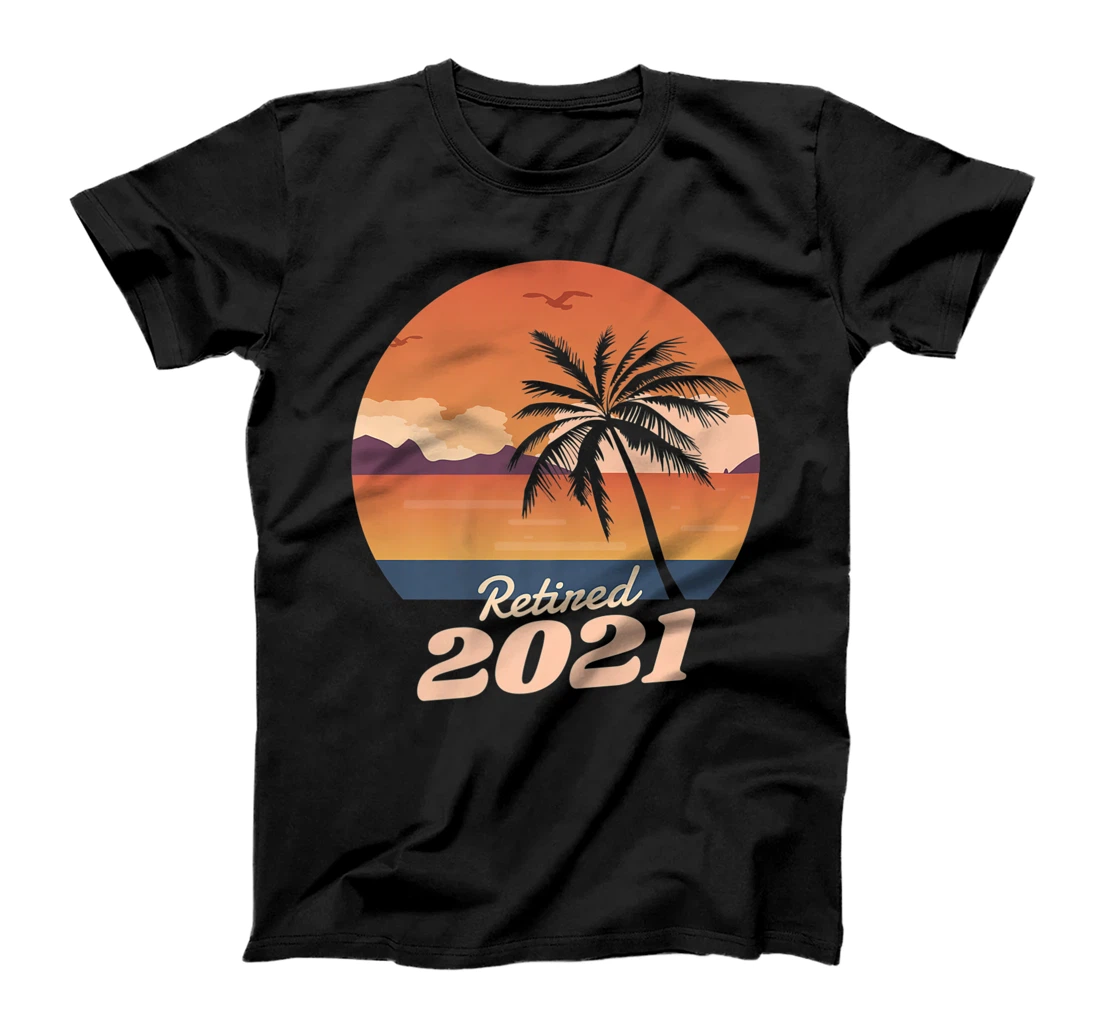 Retired 2021 | Cool Retro Sunset Palmtree Retirement Premium T-Shirt, Women T-Shirt