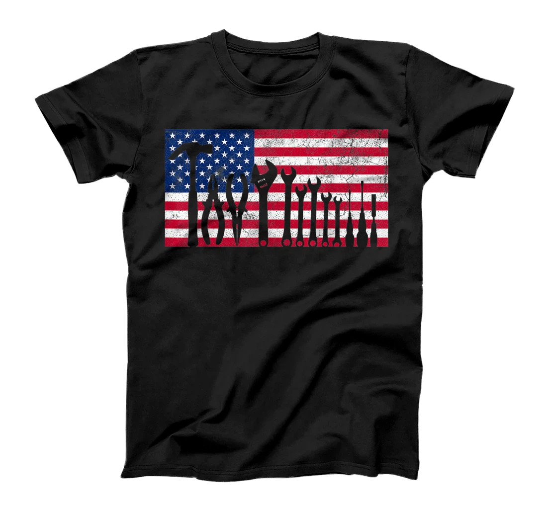 Tools Dad Father's Day 4th of July American Flag USA America T-Shirt, Kid T-Shirt and Women T-Shirt