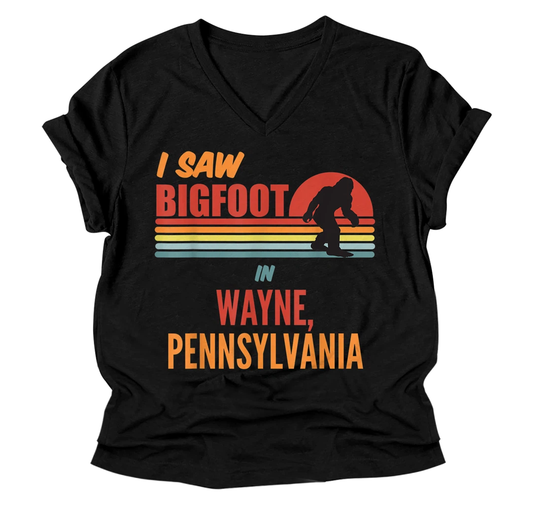 Bigfoot Lives In Wayne Pennsylvania V-Neck T-Shirt