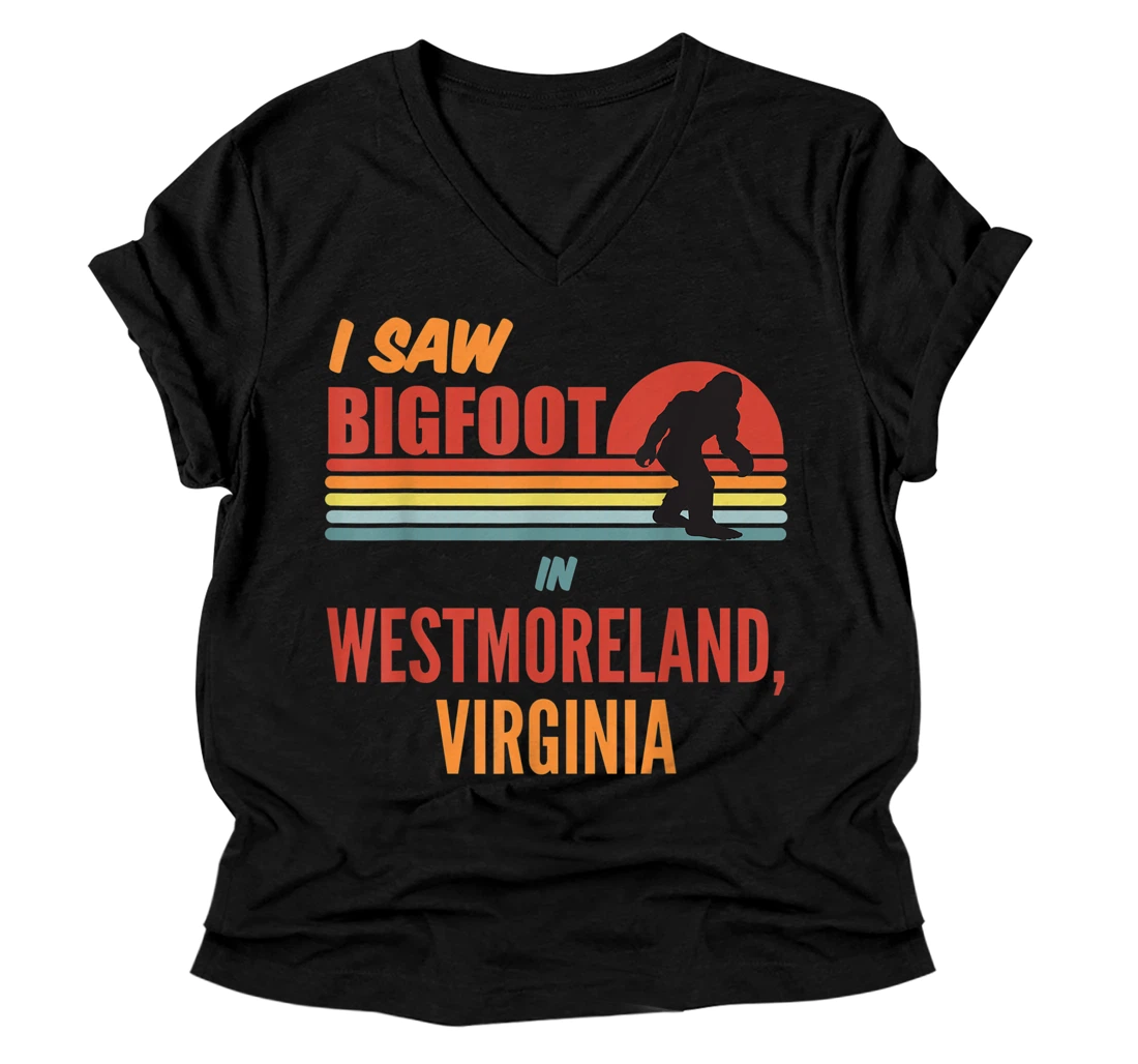 Bigfoot Lives In Westmoreland Virginia V-Neck T-Shirt