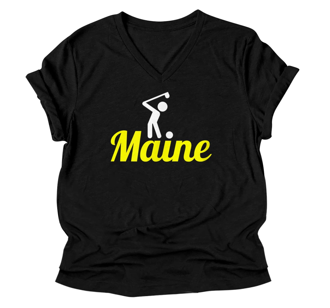 American Amateur Golf Vacation Trip Player Coach Maine Golf V-Neck T-Shirt