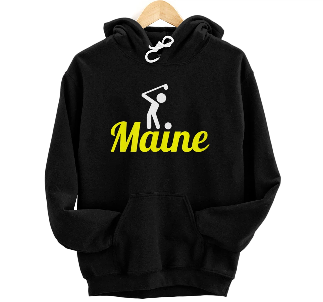 American Amateur Golf Vacation Trip Player Coach Maine Golf Front and Back Print Pullover Hoodie