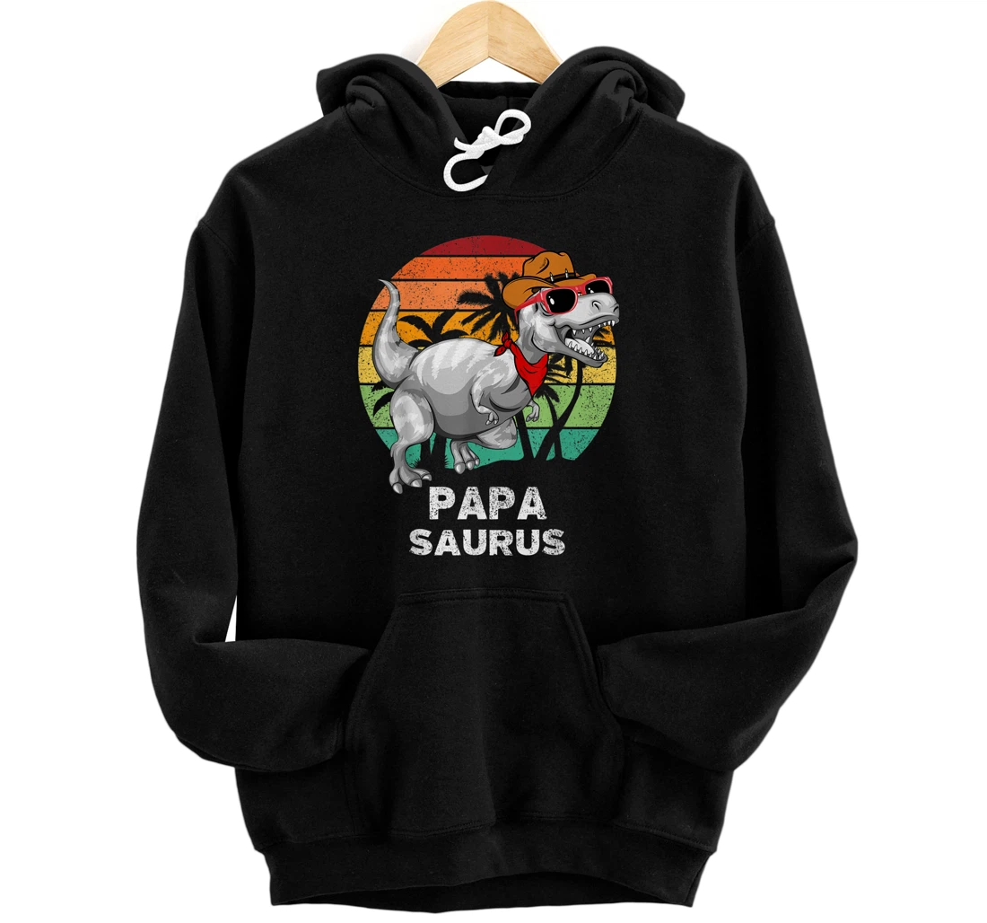 Papasaurus Funny T Rex Dinosaur Papa saurus Family Matching Front and Back Print Pullover Hoodie